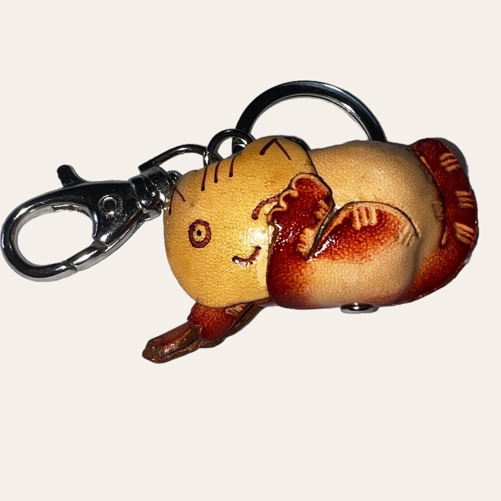 Leather Cat Keychain or Purse Charm